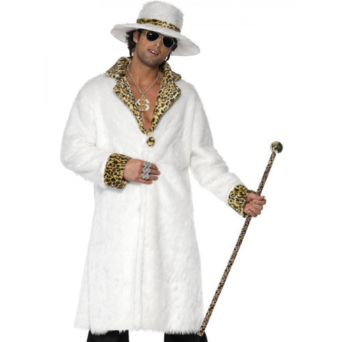 Pimp Costume White and Leopard Skin